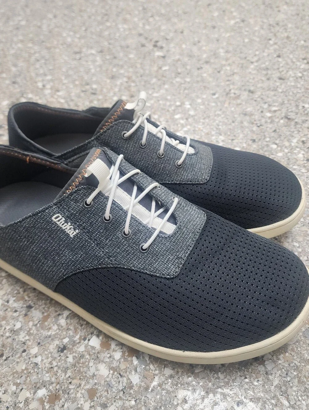 OluKai Mens Nohea Moku No Tie Boat Shoe Size 9 Gray Slip On Convertible Sneaker